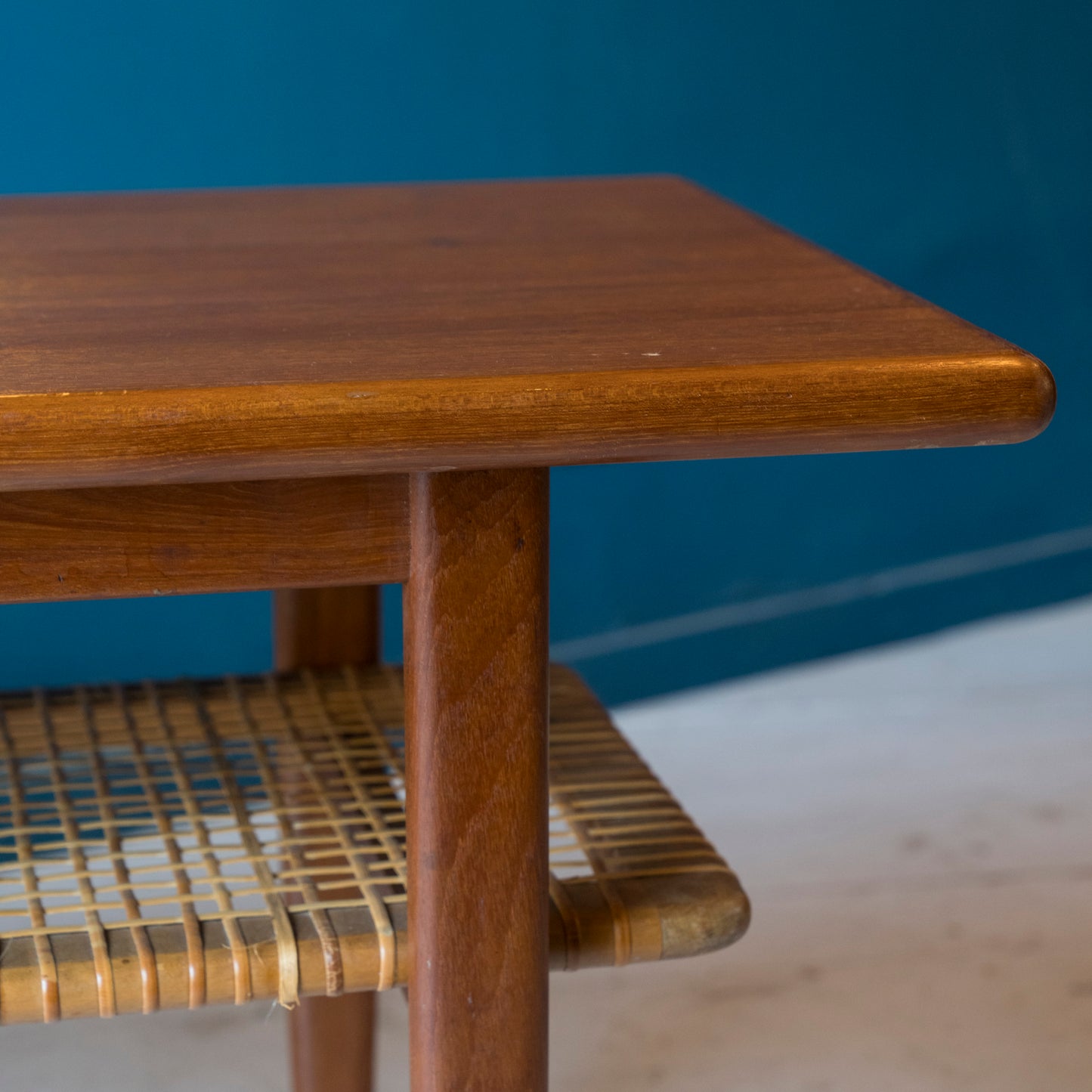 Coffee Table, teak e rattan, scandinavo anni ’60