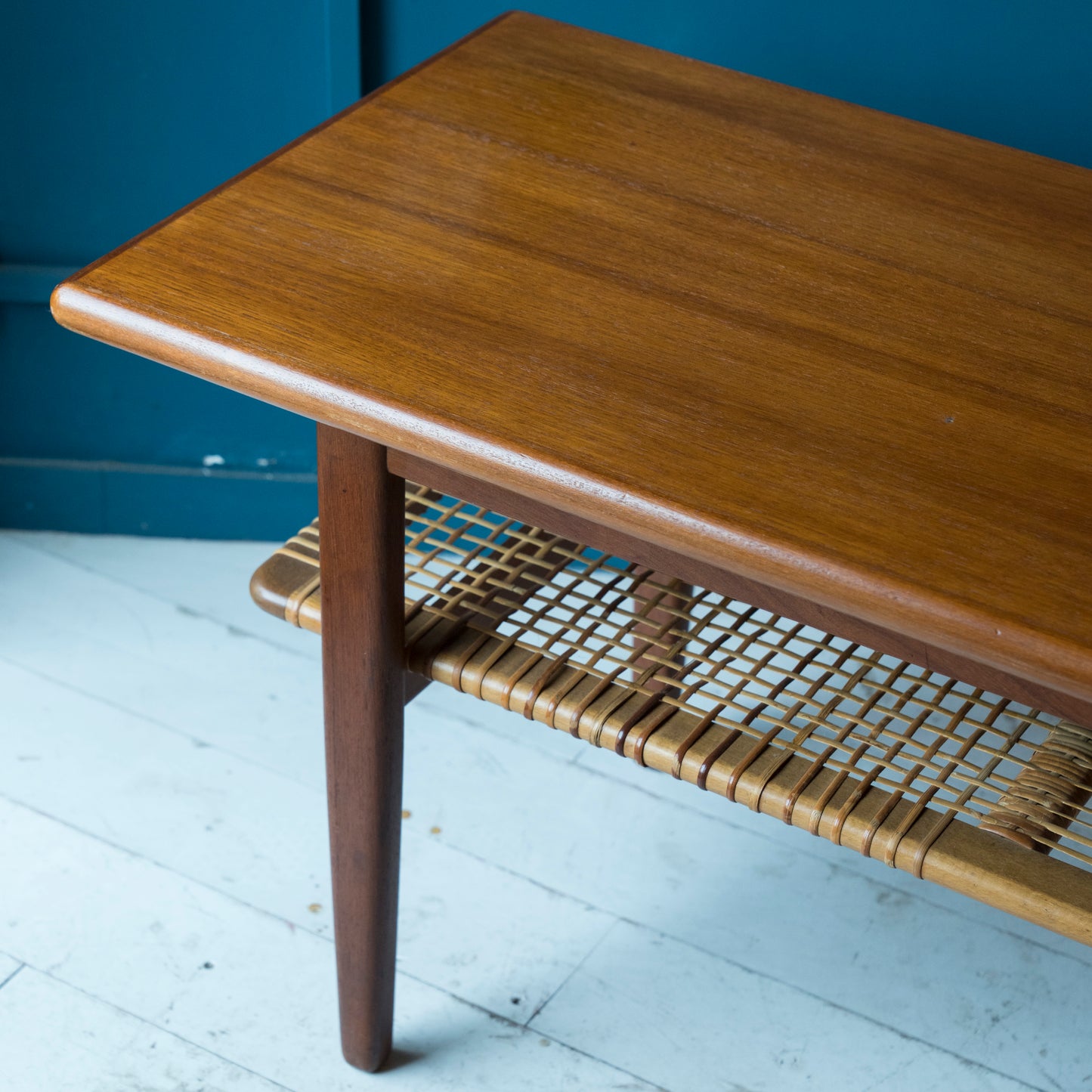 Coffee Table, teak e rattan, scandinavo  anni ’60