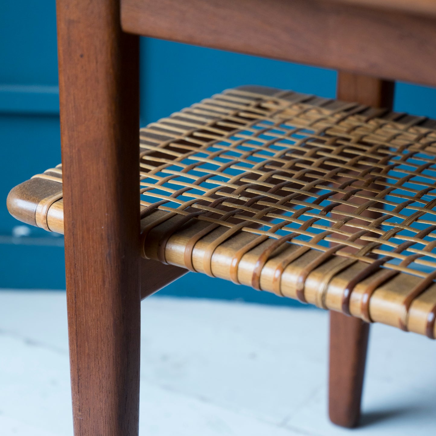 Coffee Table, teak e rattan, scandinavo  anni ’60
